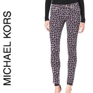 Michael Kors Pink & Black Leopard Skinny Jeans